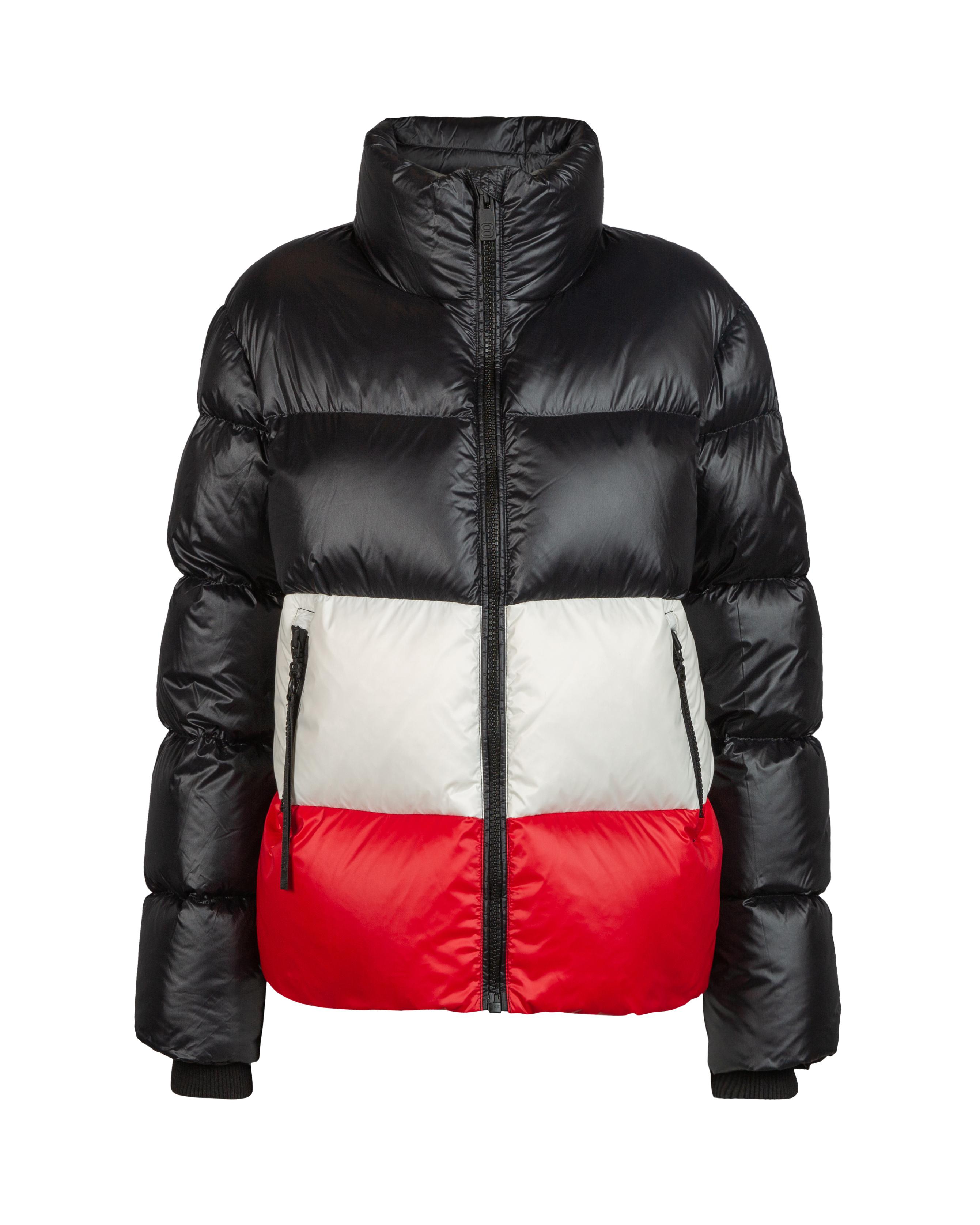 Mila W Jacket Black - Short black red white down jacket