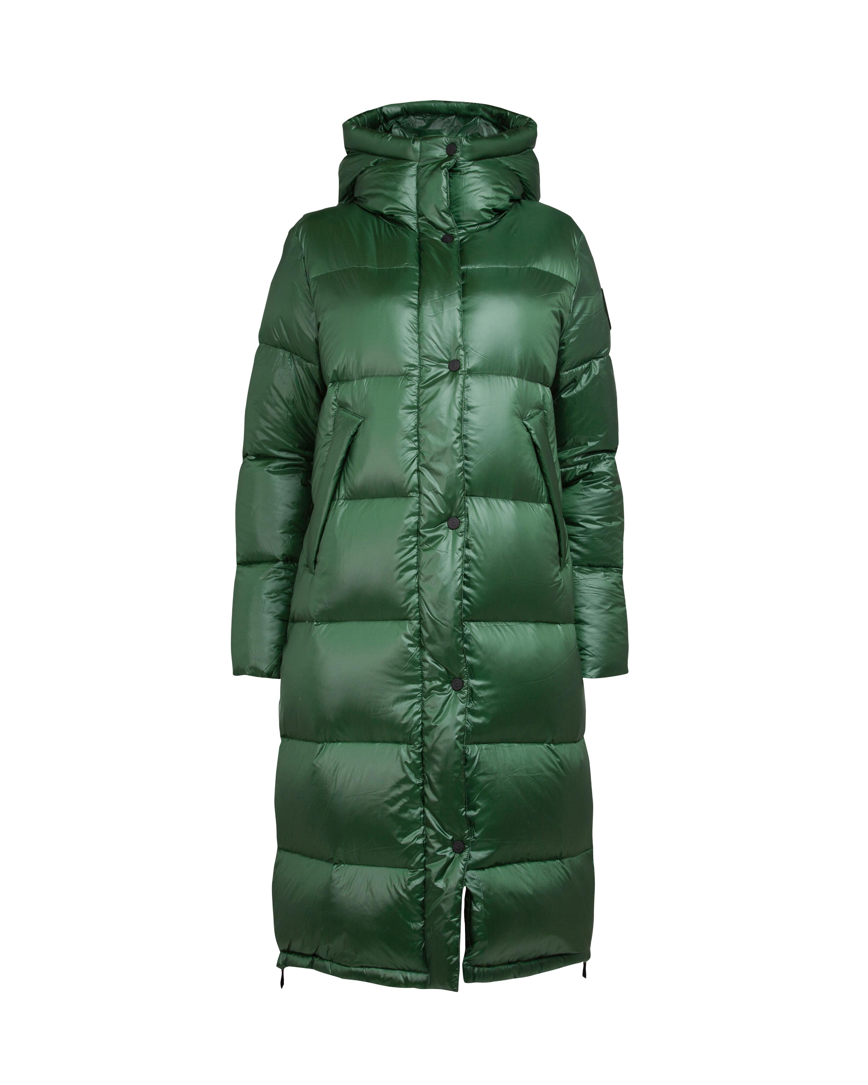 Ariella W Coat Green - Lång grön dunjacka