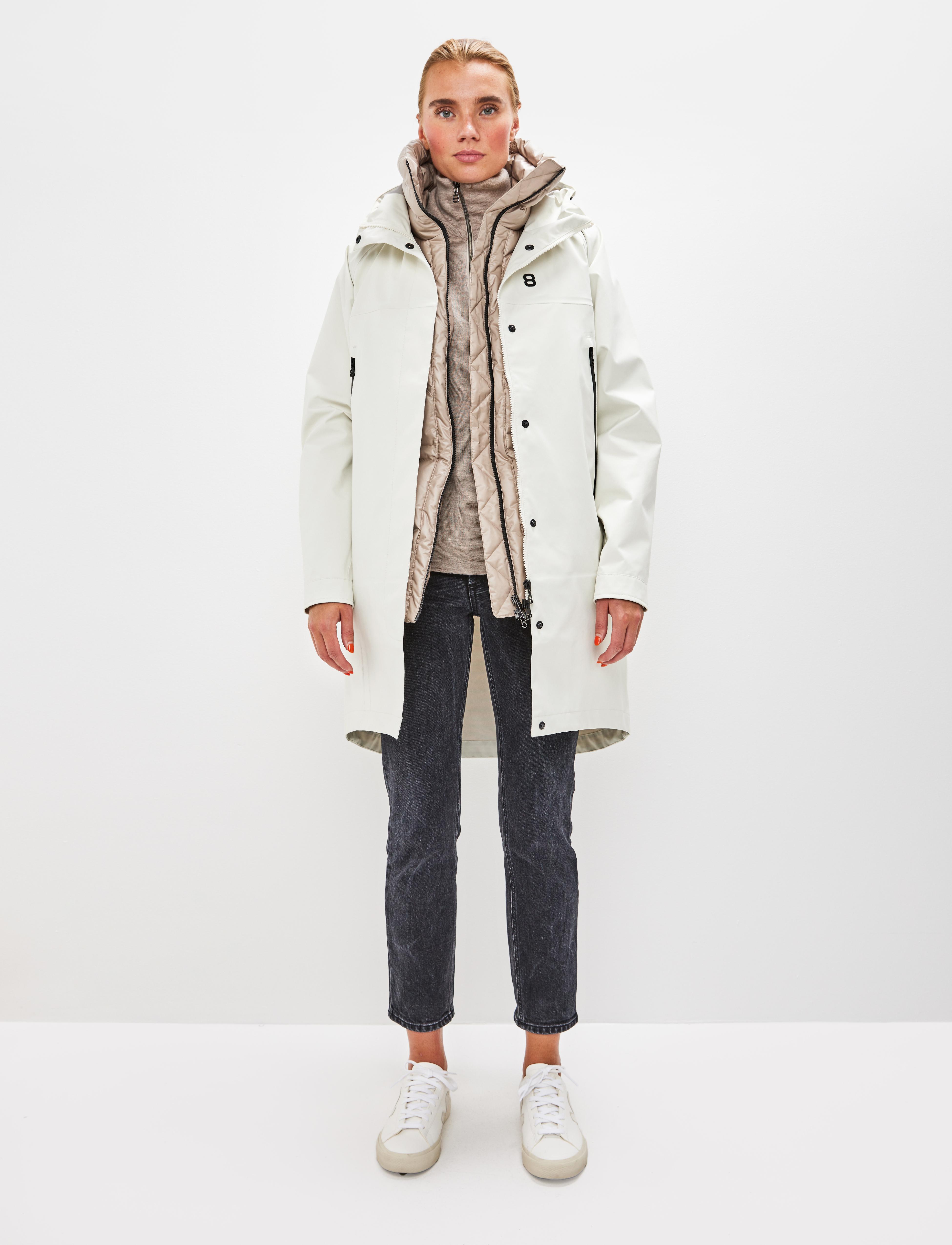 Losan 2.0 W Coat Cream - White long shell jacket women
