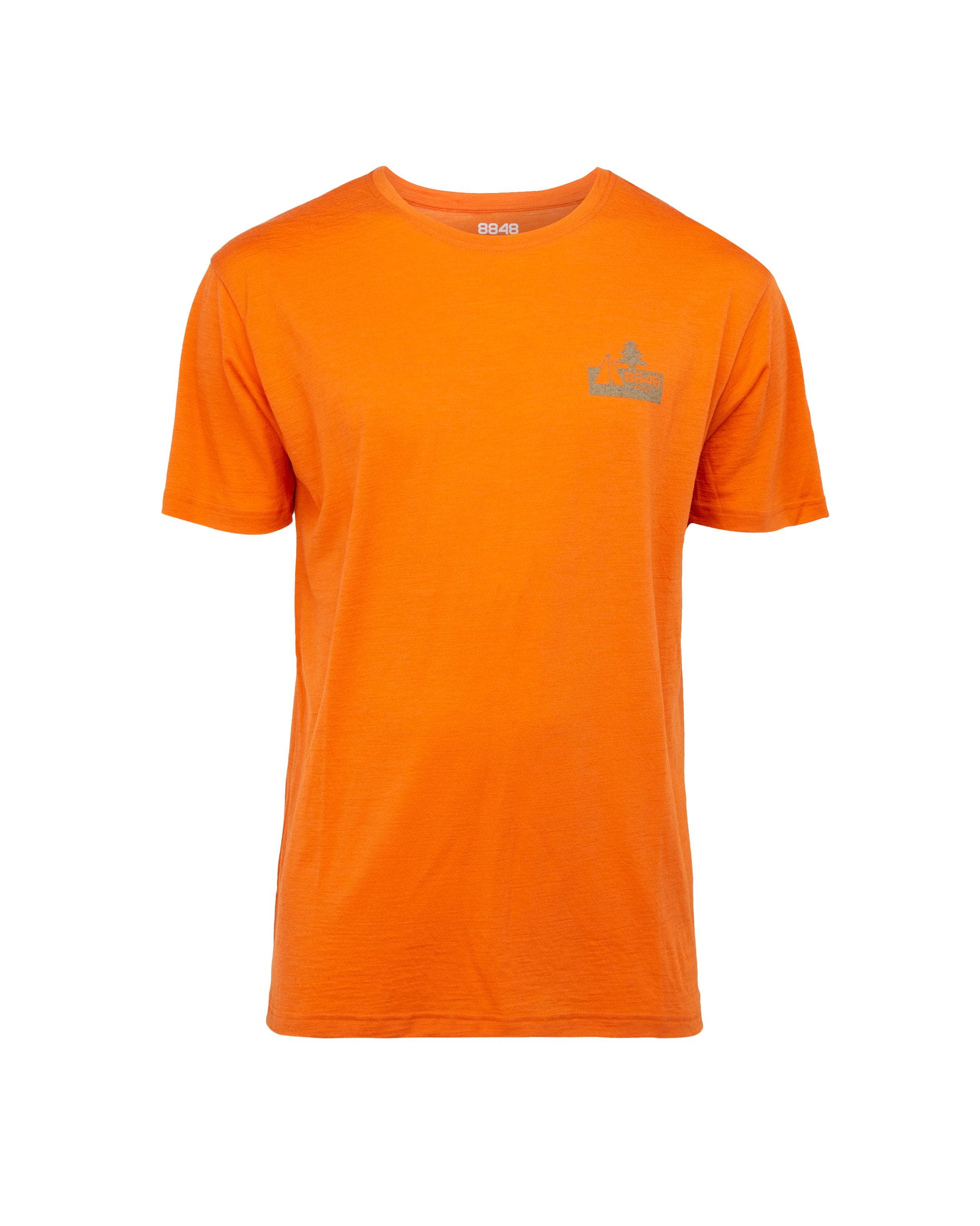 Merino Wool Tee Orange Rust - Orange wool T-shirt men