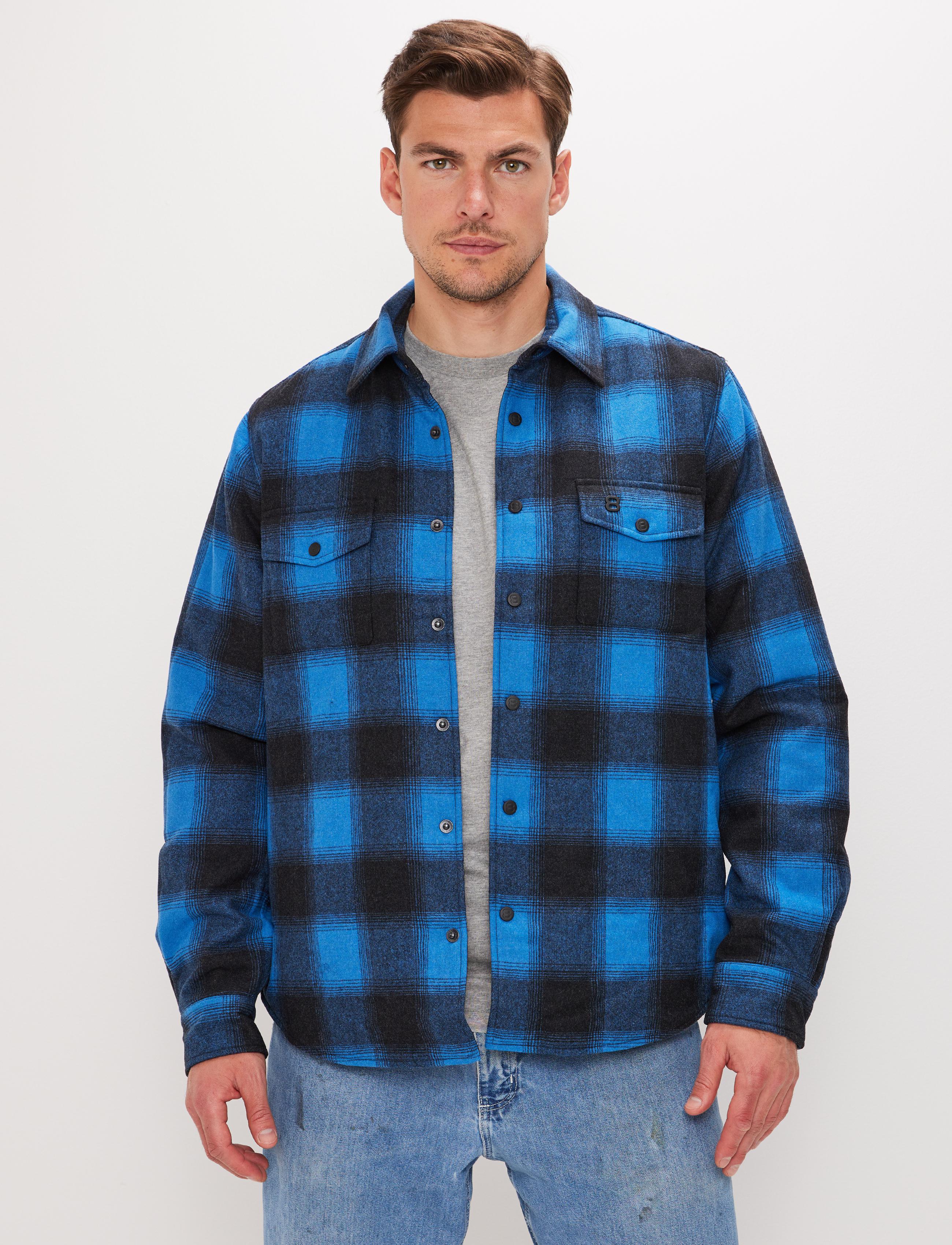 Telluride Wool Shirt Blue - Blå vadderad ullskjorta herr