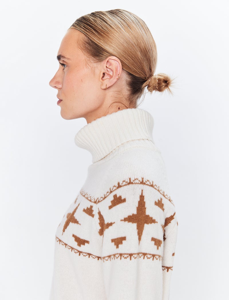 Sage W Wool Rollneck Sweat - Winter White