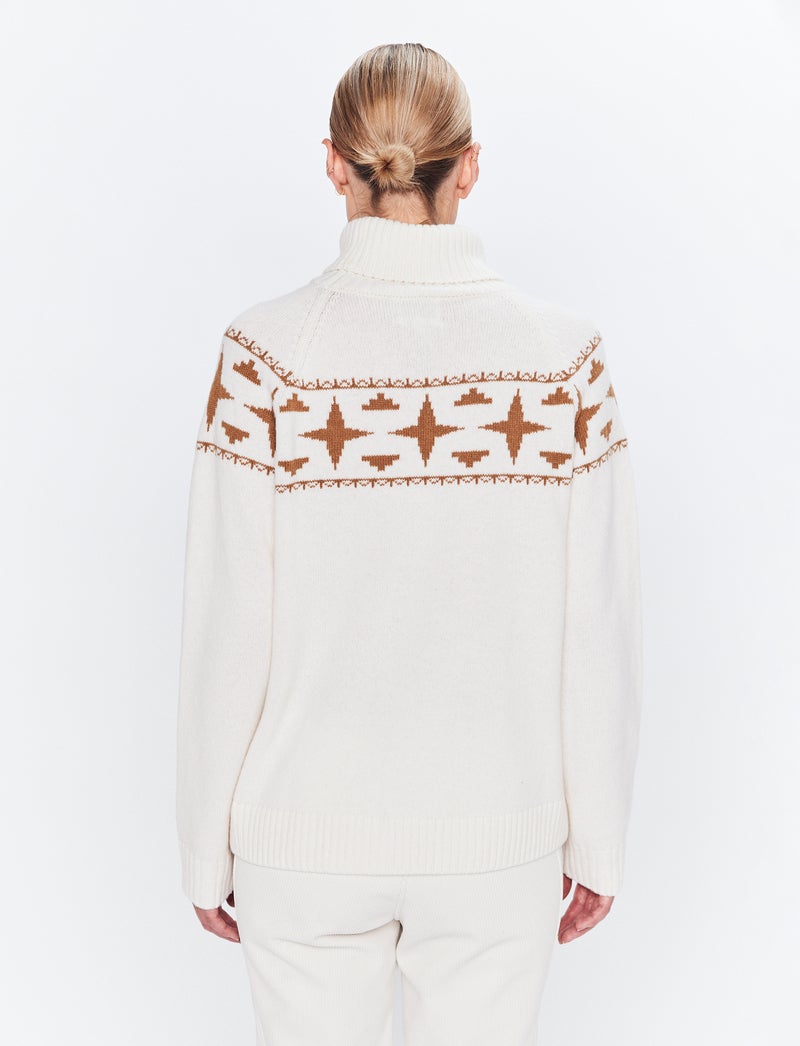 Sage W Wool Rollneck Sweat - Winter White