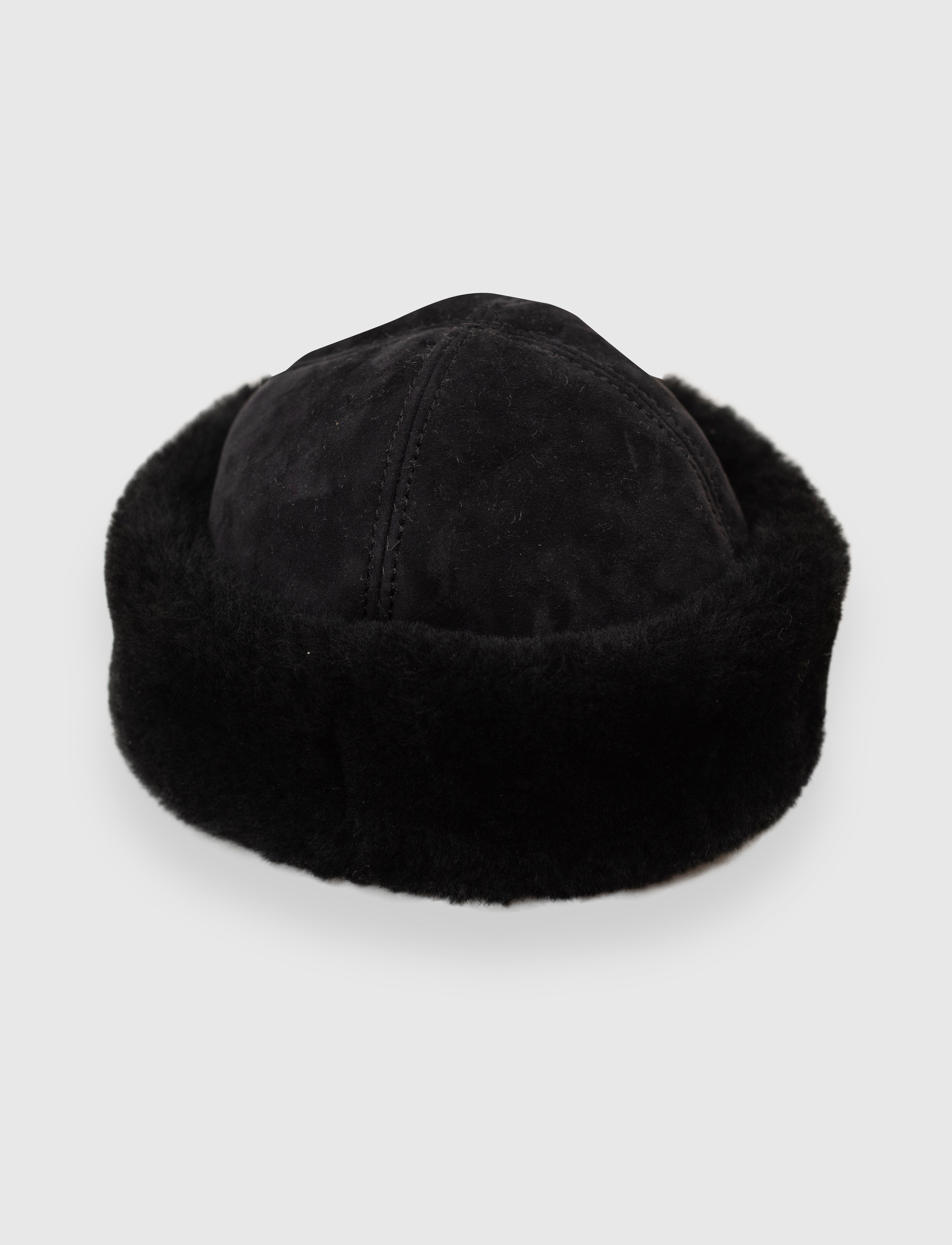 Lola Shearling Hat - Black
