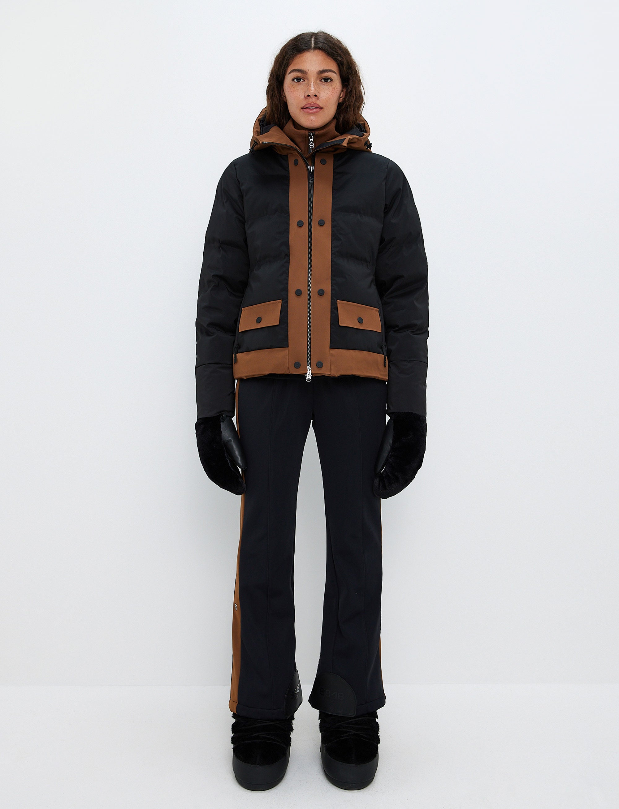 Harlow W Ski Jacket - Black/Cashmere Brown
