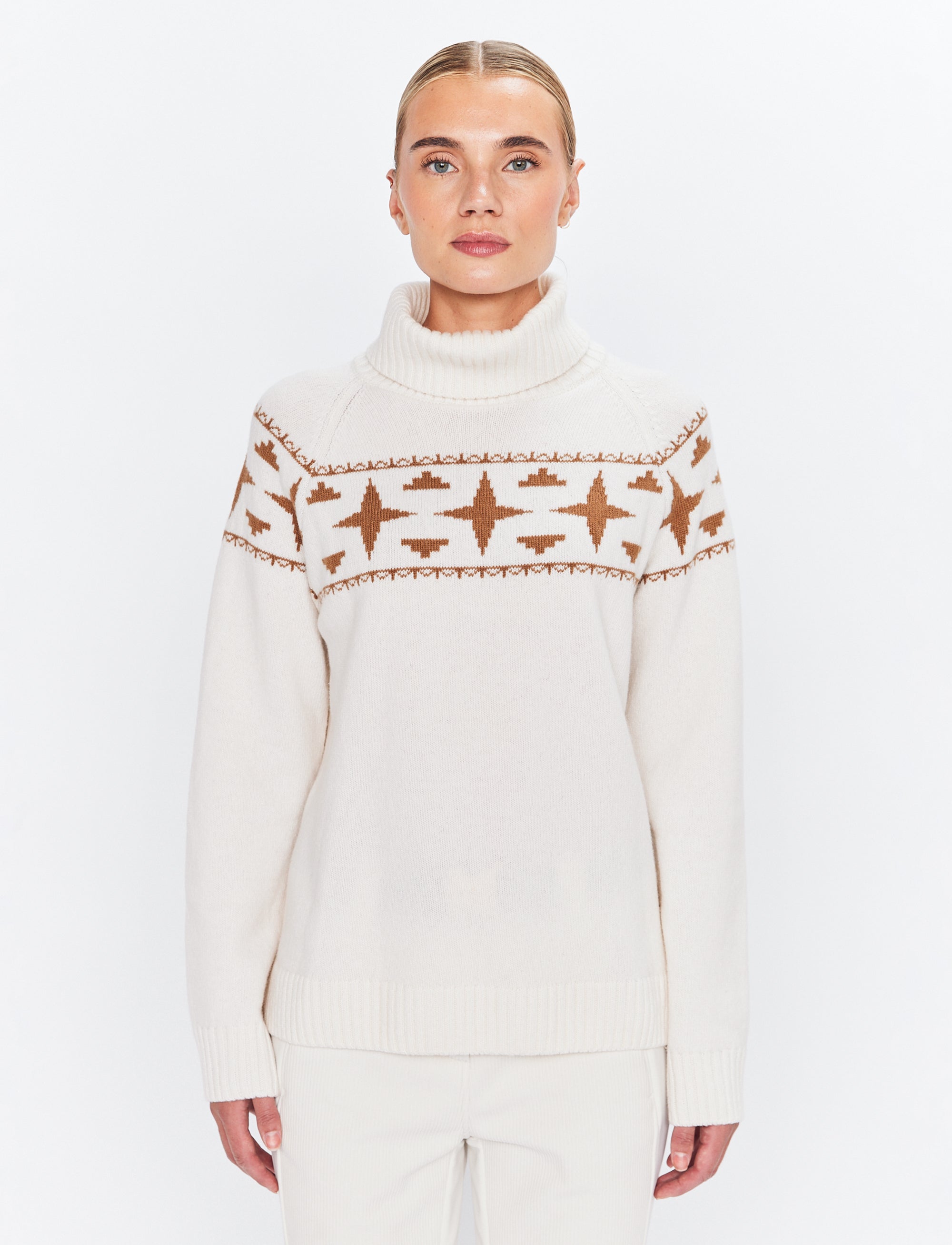 Sage W Wool Rollneck Sweat - Winter White