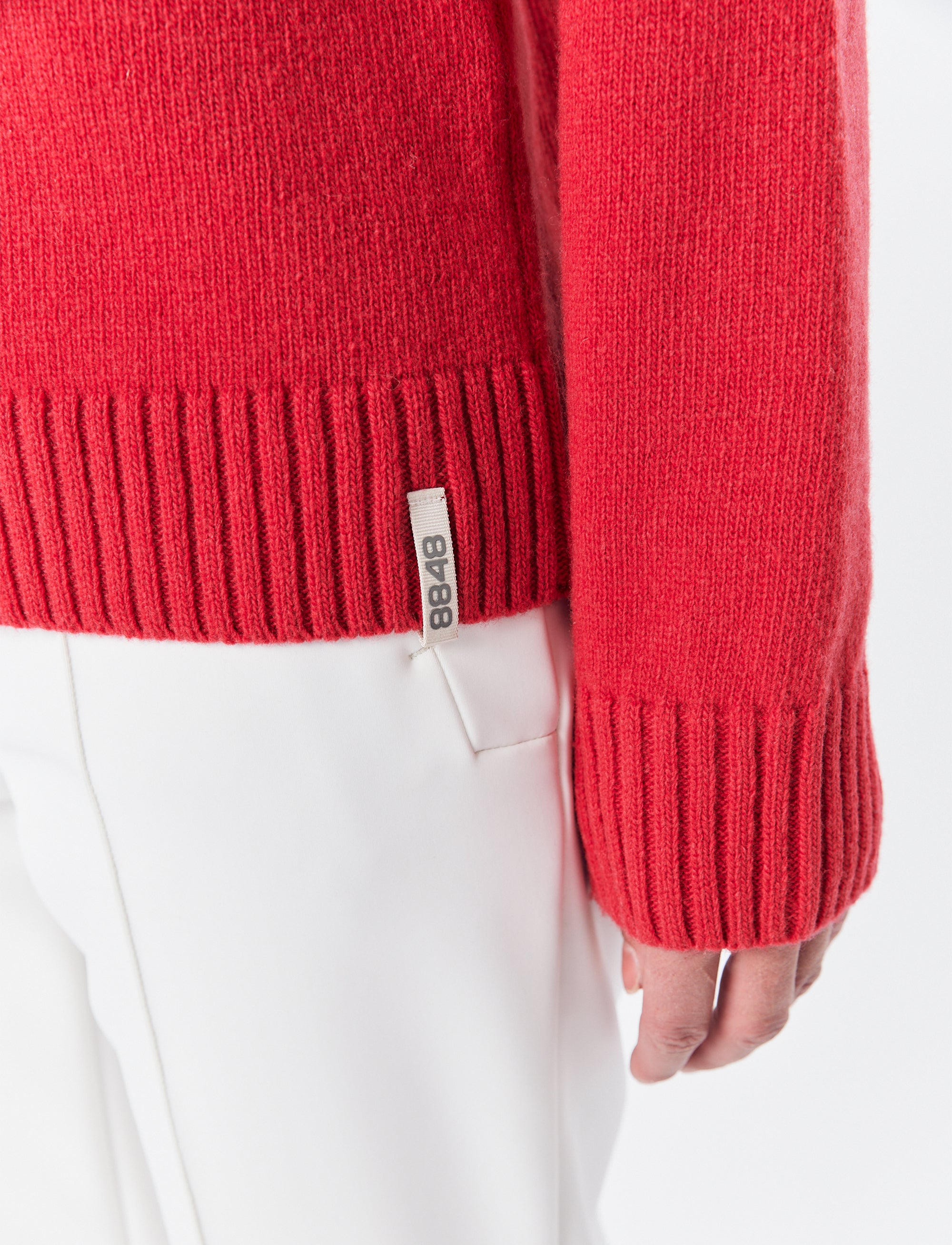 Sage W Wool Rollneck Sweat - Poinsetta Red