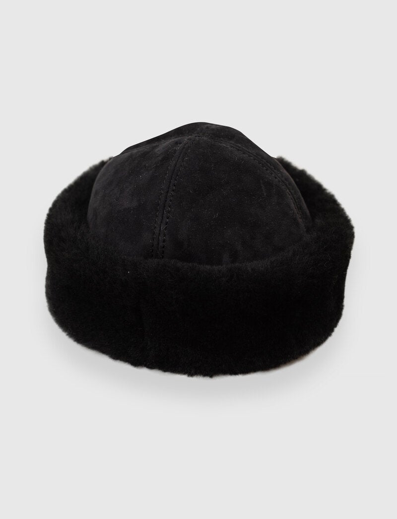 Lola Shearling Hat - Black