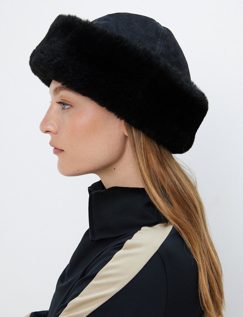 Lola Shearling Hat - Black