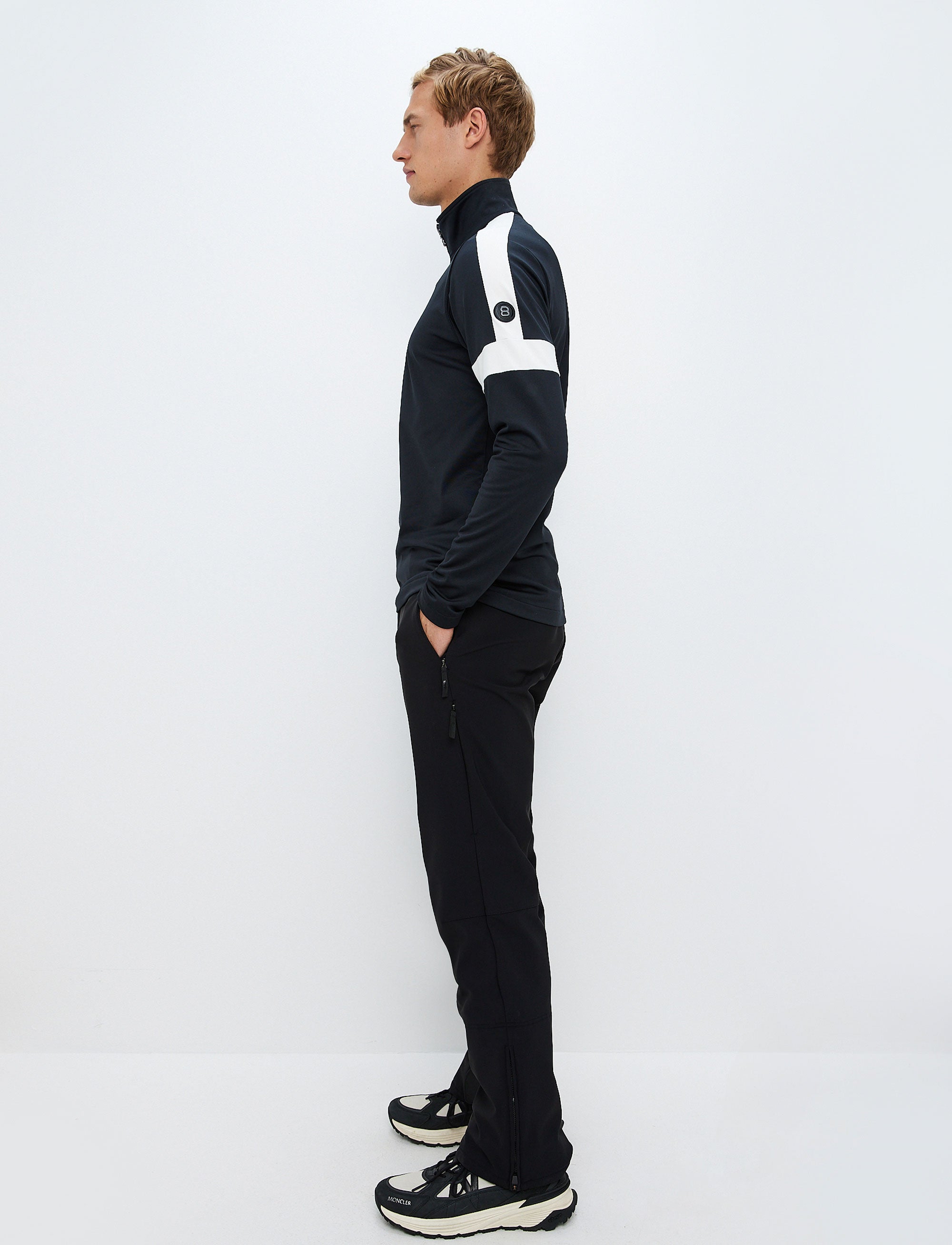 Dino 1/2 Zip Sweat - Black/White